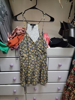 Forever 21 Black and Yellow Floral Spaghetti Strap Camisole